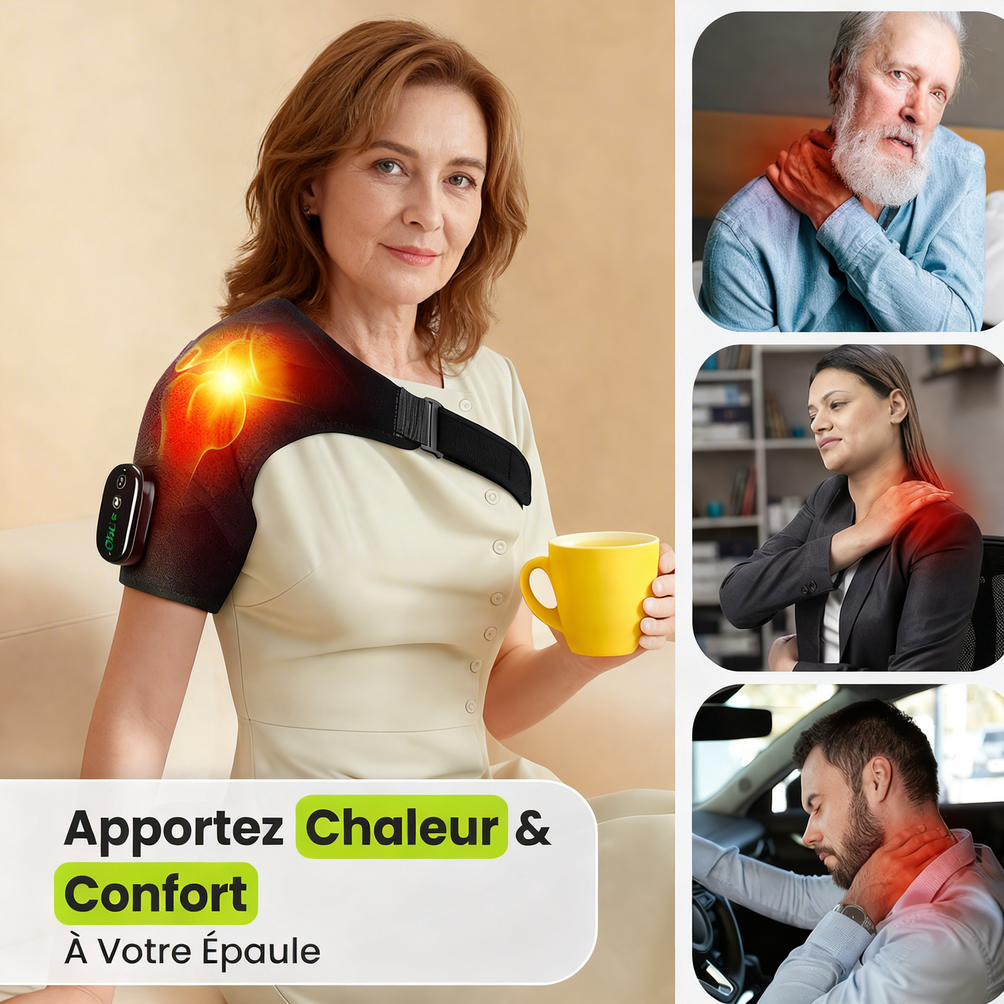 Kinea - Attelle de massage chauffant sans fil