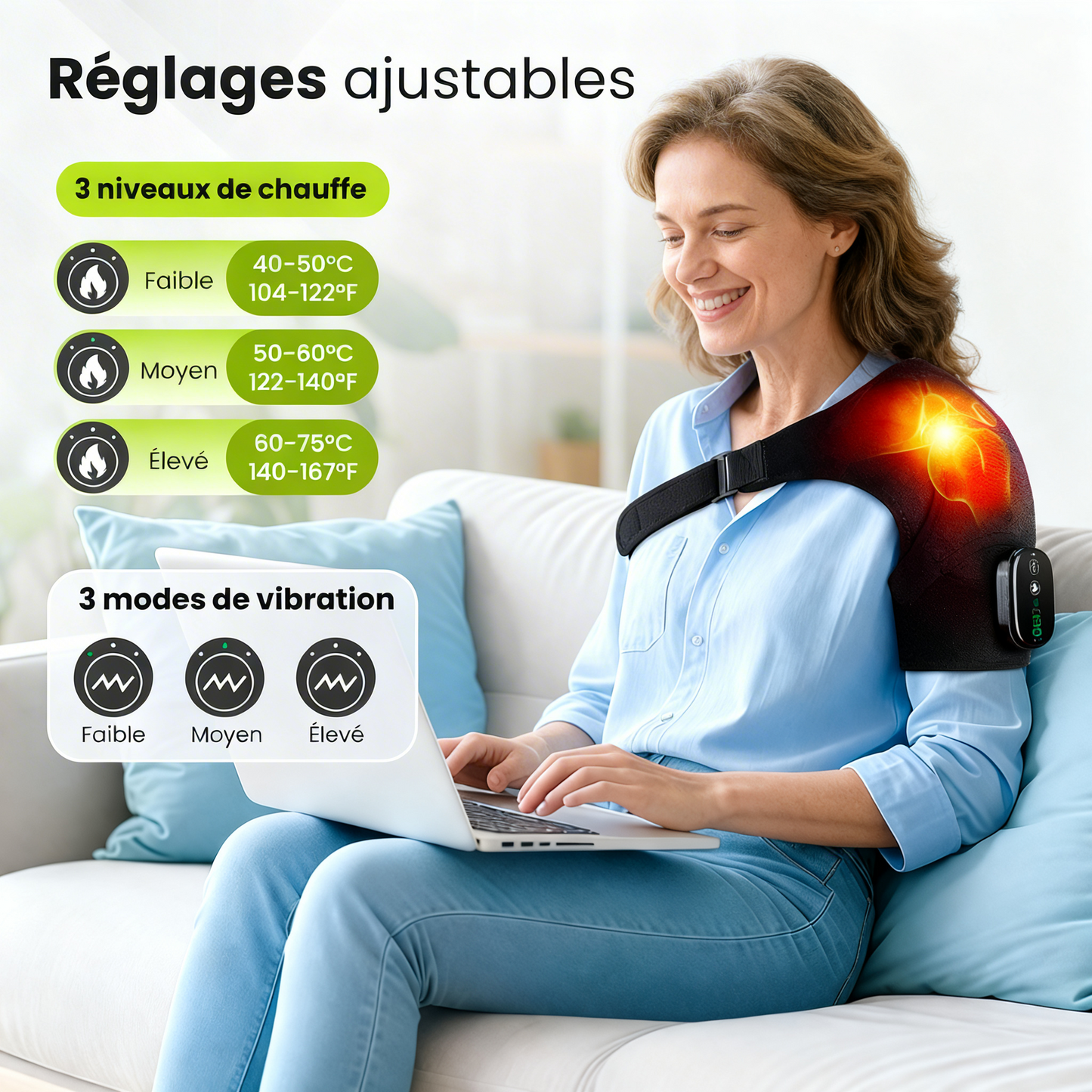 Kinea - Attelle de massage chauffant sans fil