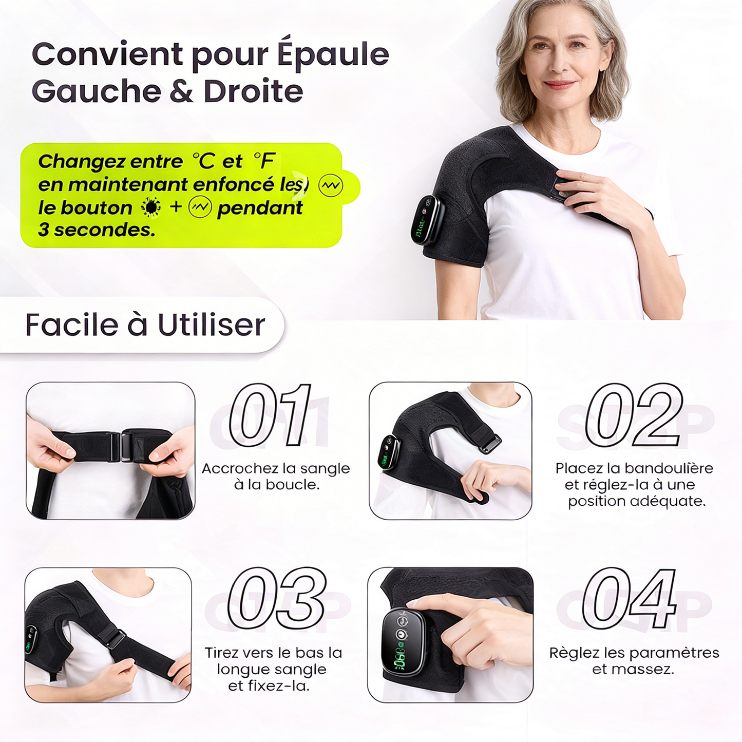 Kinea - Attelle de massage chauffant sans fil